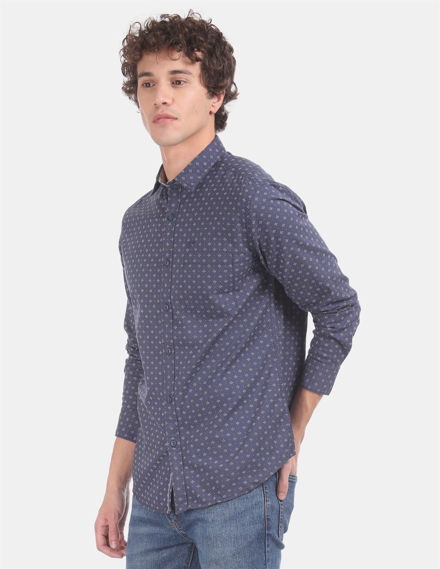 Ed Hardy Men Casual Wear Blue Shirt